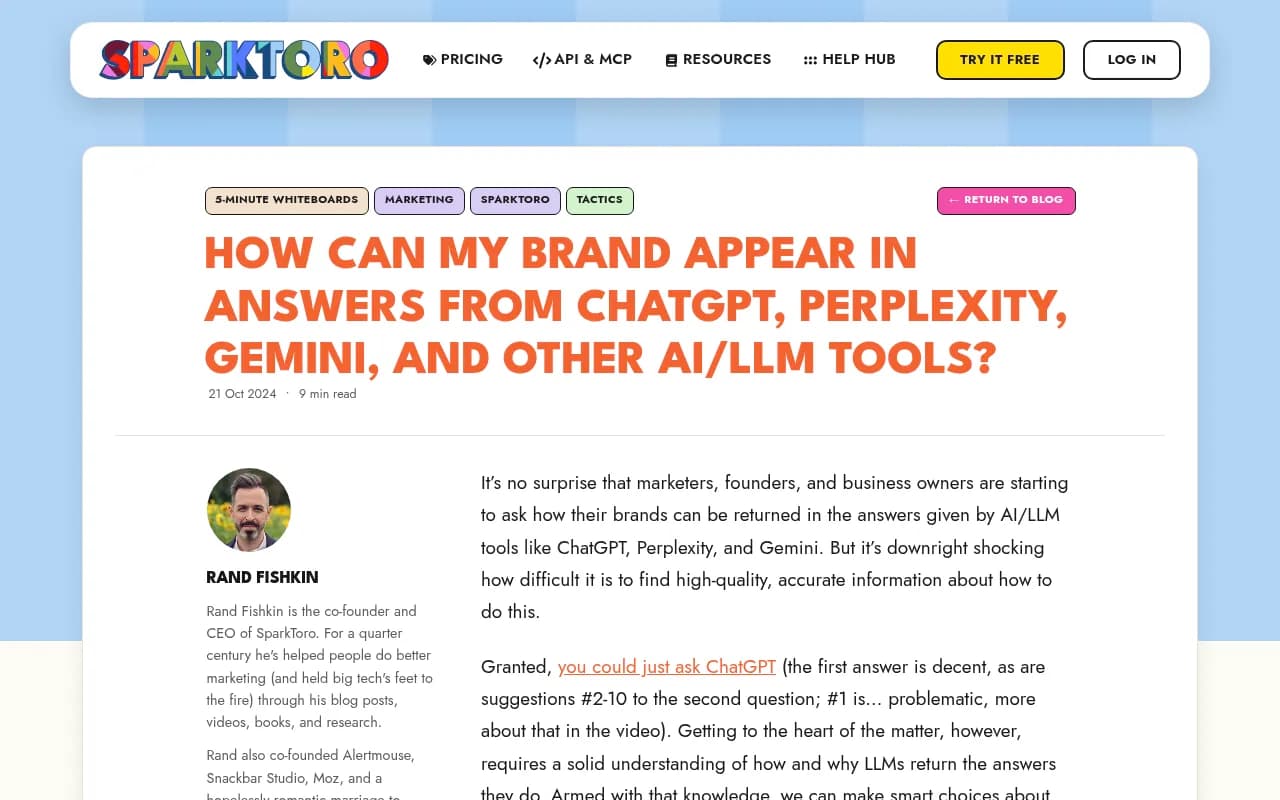 SparkToro's guide to getting a brand into ChatGPT, Perplexity and Gemini answers