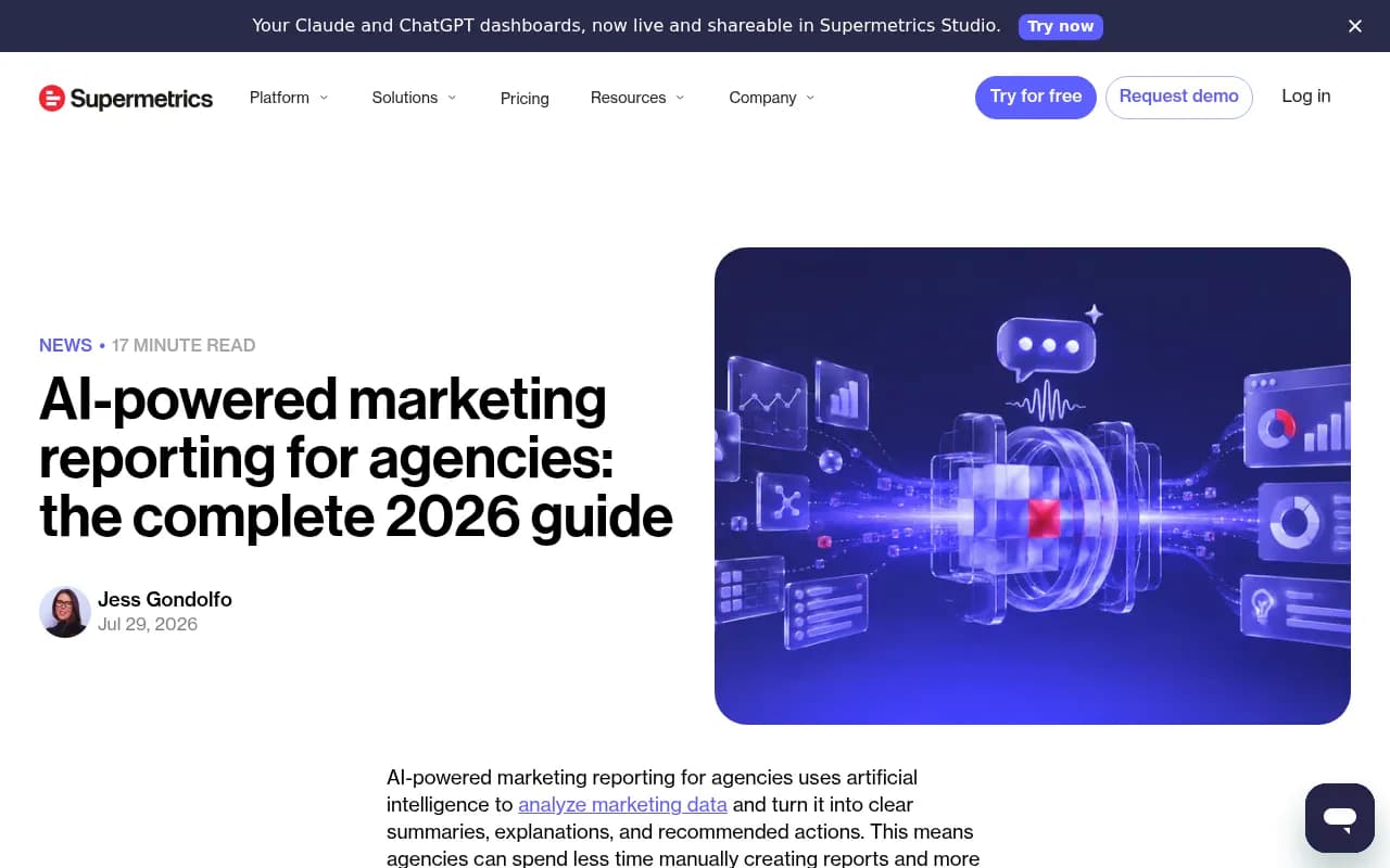 Supermetrics guide to AI-powered marketing reporting for agencies