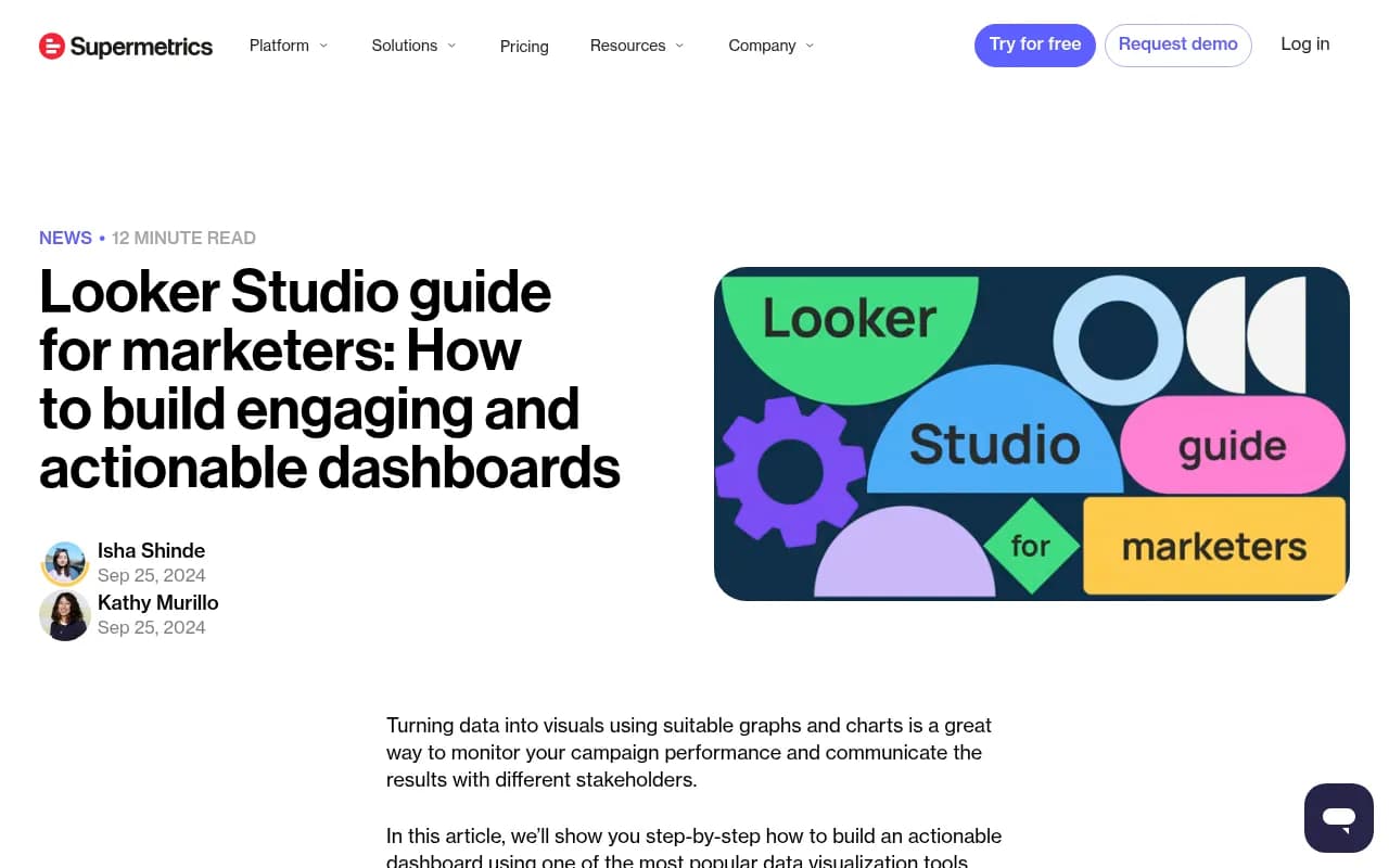 Supermetrics walkthrough of the Looker Studio home screen and connector gallery