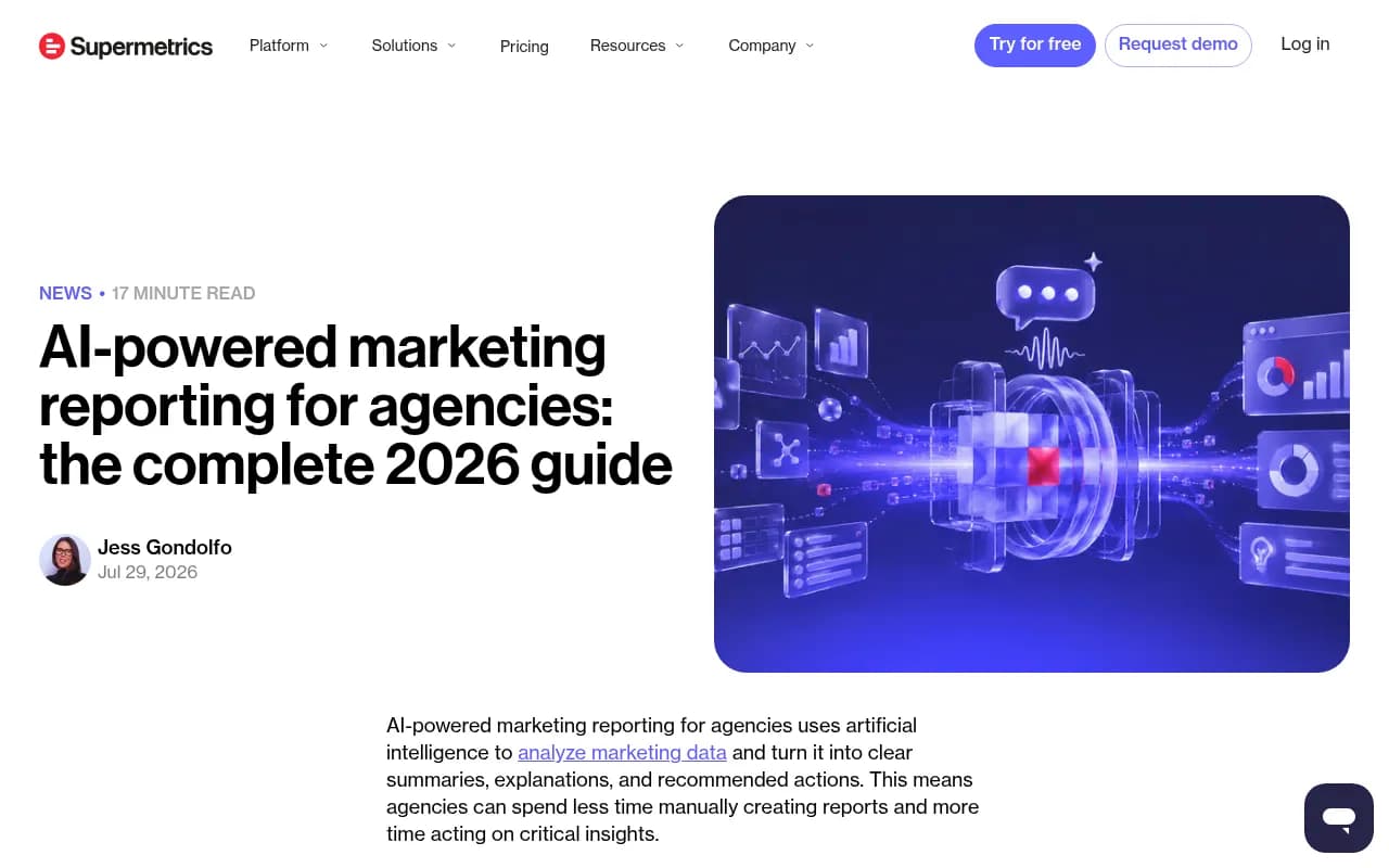 Supermetrics guide to AI-powered marketing reporting for agencies