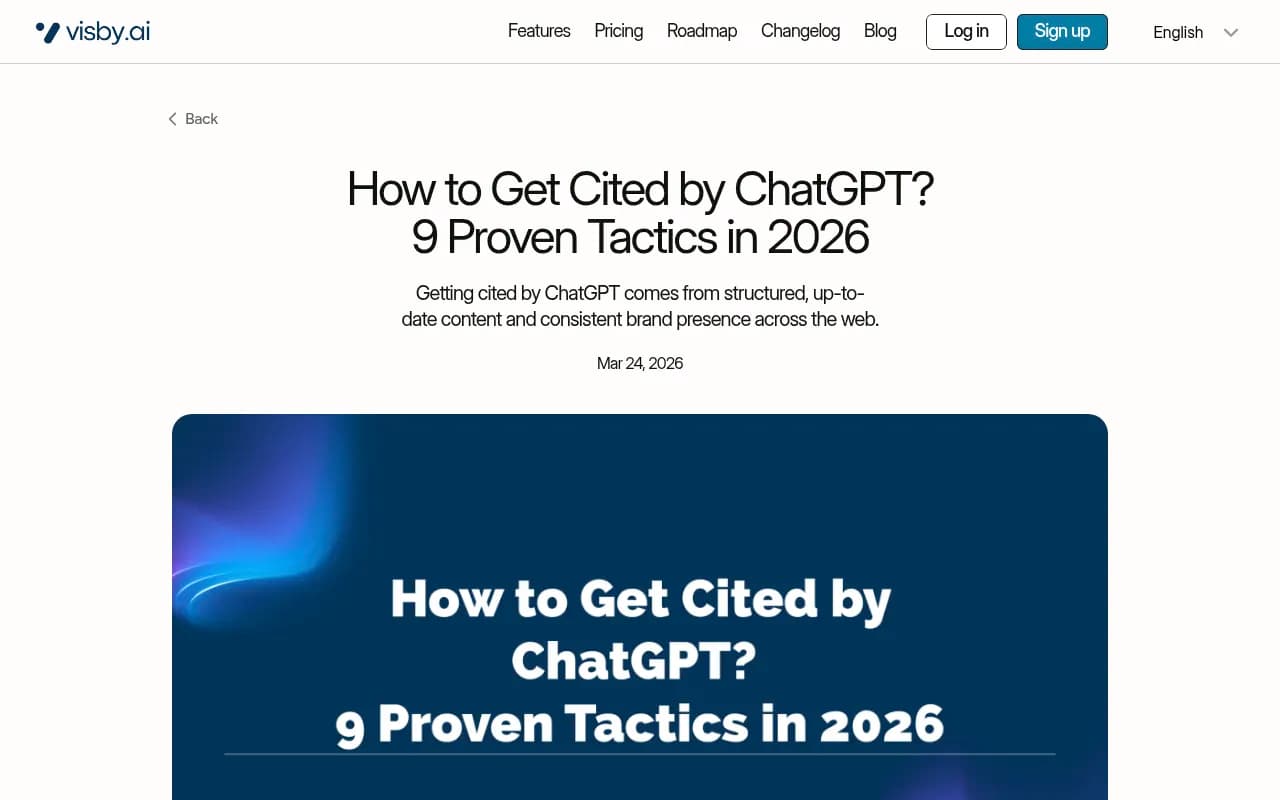 Visby blog on tactics for getting cited by ChatGPT in 2026