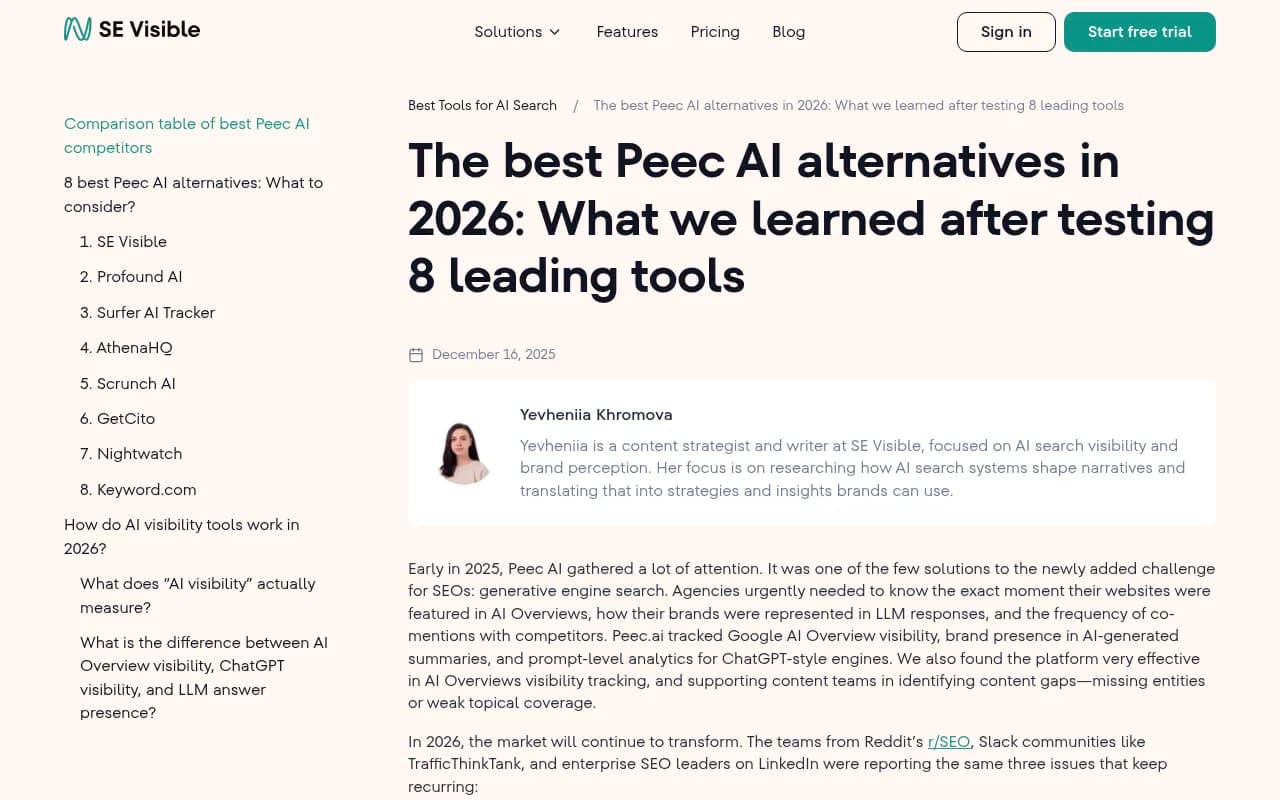 SE Visible dashboard showing strategic AI visibility tracking