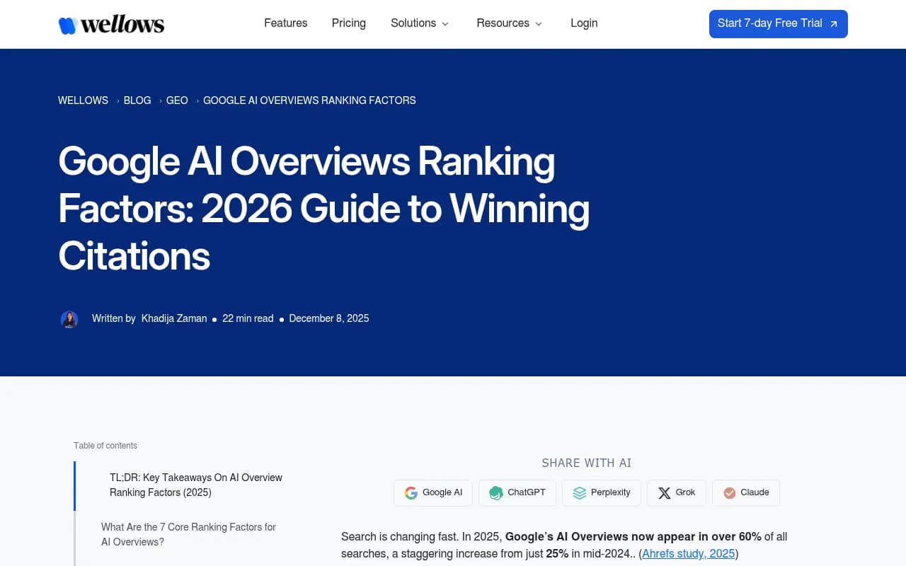 2026 guide to Google AI Overviews ranking factors and citation signals, including freshness, schema, and authority