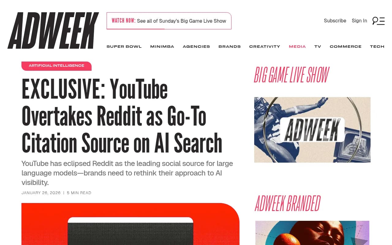 YouTube overtaking Reddit in AI citations