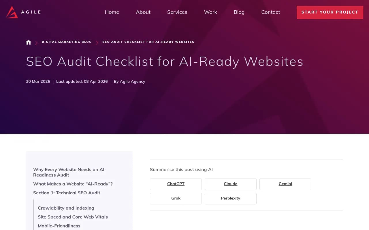 SEO audit checklist for AI-ready websites showing content structure recommendations
