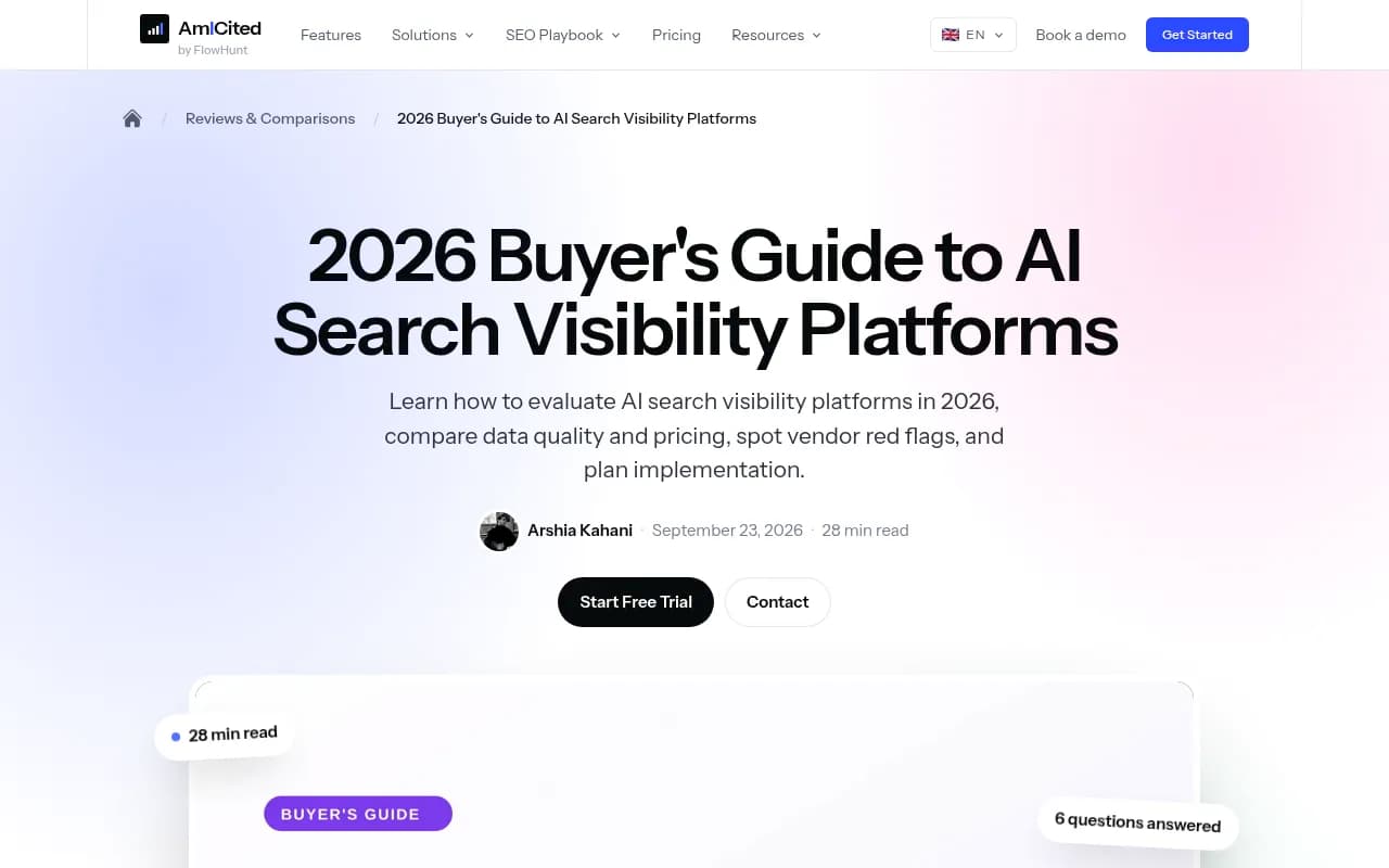 Am I Cited's buyer's guide framework for evaluating AI search visibility platforms