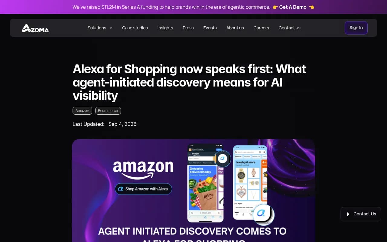 Azoma analysis of Alexa for Shopping agent-initiated discovery