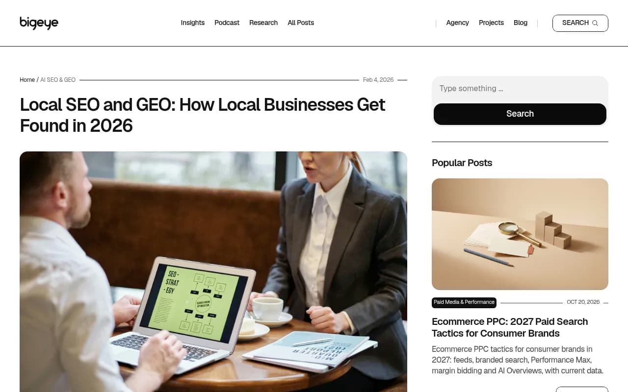 Bigeye's guide to local SEO and GEO for local businesses in 2026