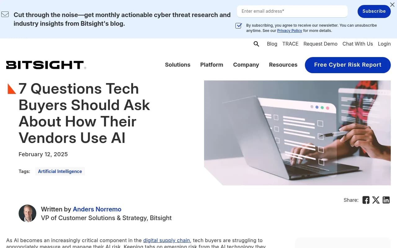Bitsight's seven questions tech buyers should ask about how vendors use AI
