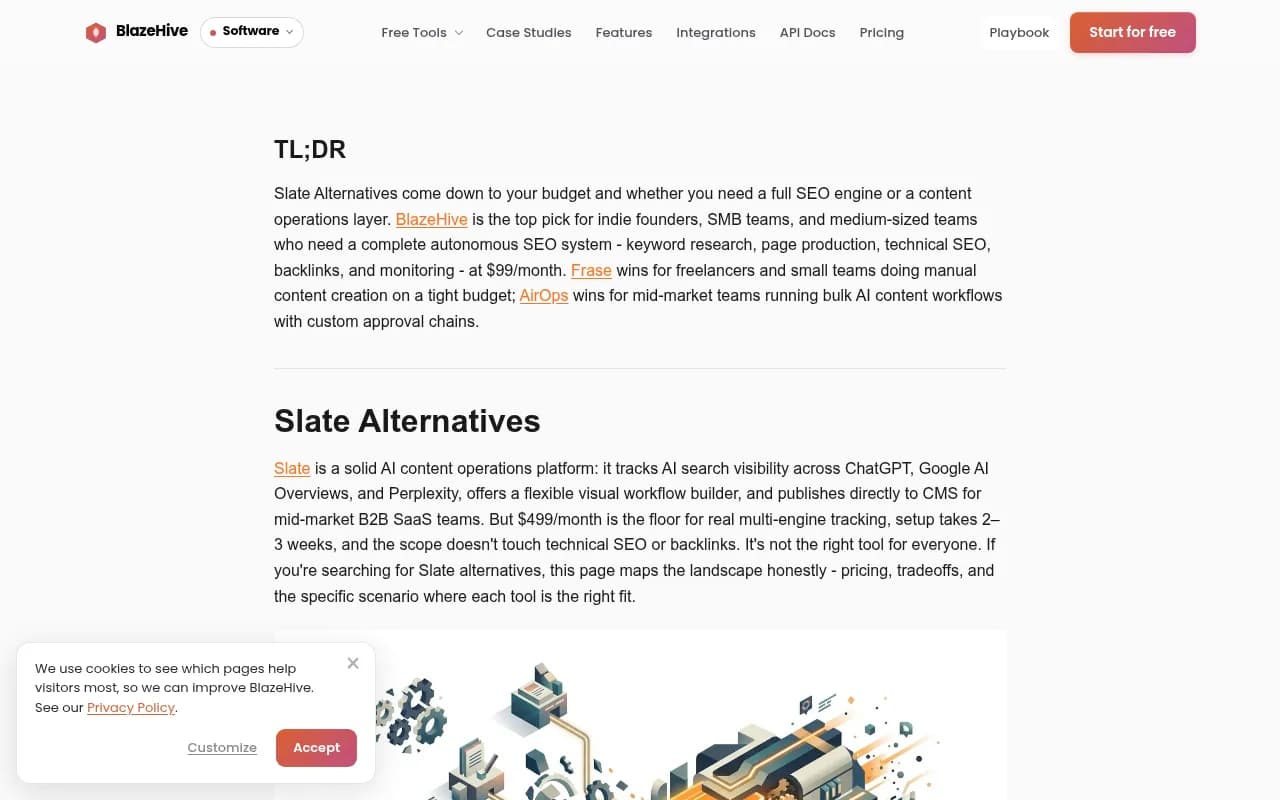 BlazeHive's Slate alternatives comparison page