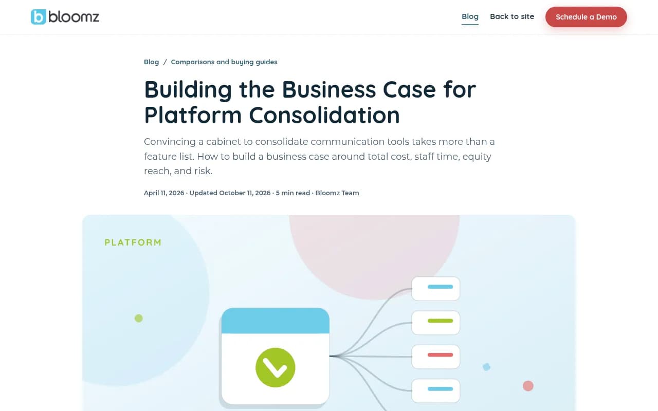 Bloomz's guide on building a consolidation business case, with advice on quantifying costs that never reach an invoice