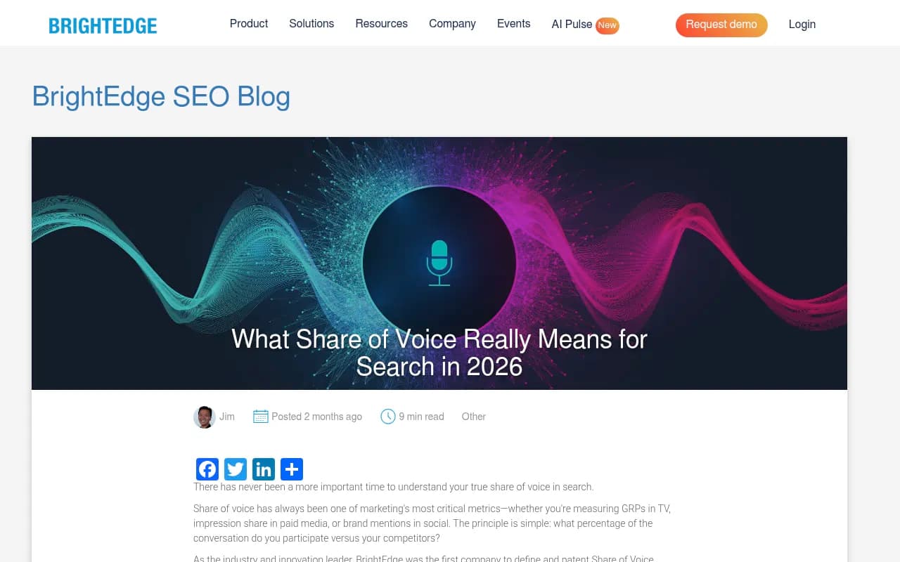 BrightEdge's 2026 guide on what share of voice means for AI search