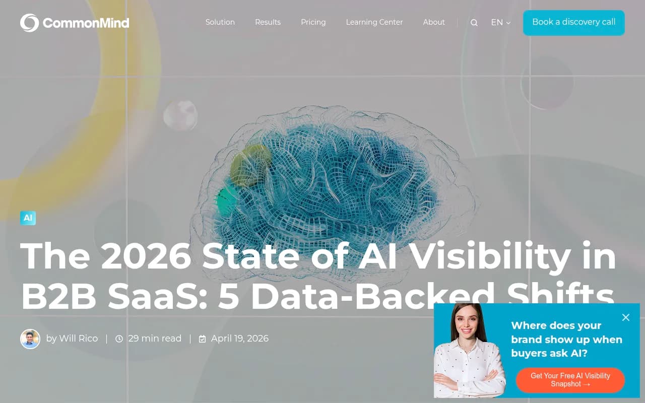 Screenshot of the 2026 State of AI Visibility in B2B SaaS research report