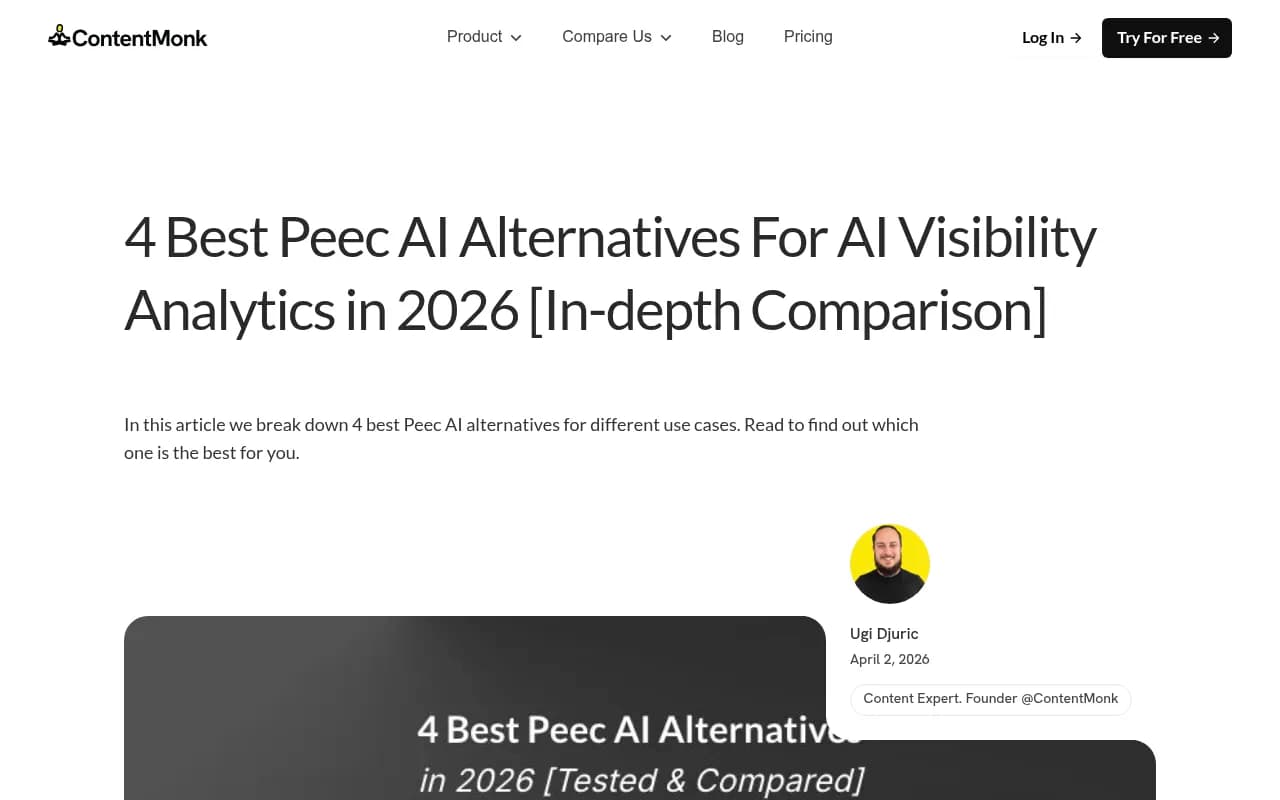 Comparison of Peec AI alternatives showing feature gaps across monitoring-only vs. full-stack GEO platforms
