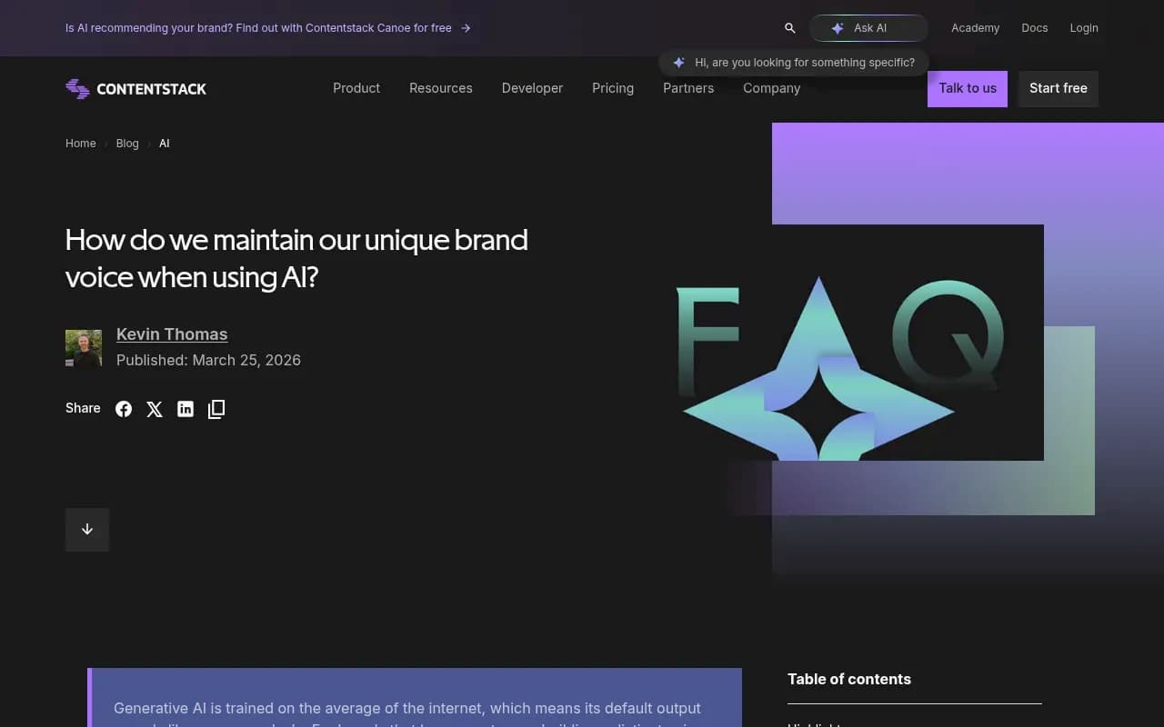 Contentstack's explanation of Brand Kit, Knowledge Vaults and Voice Profiles