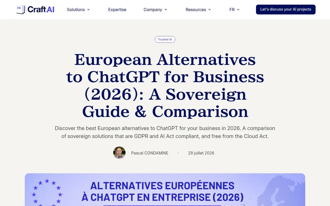 Craft AI guide on sovereign European alternatives and the Cloud Act