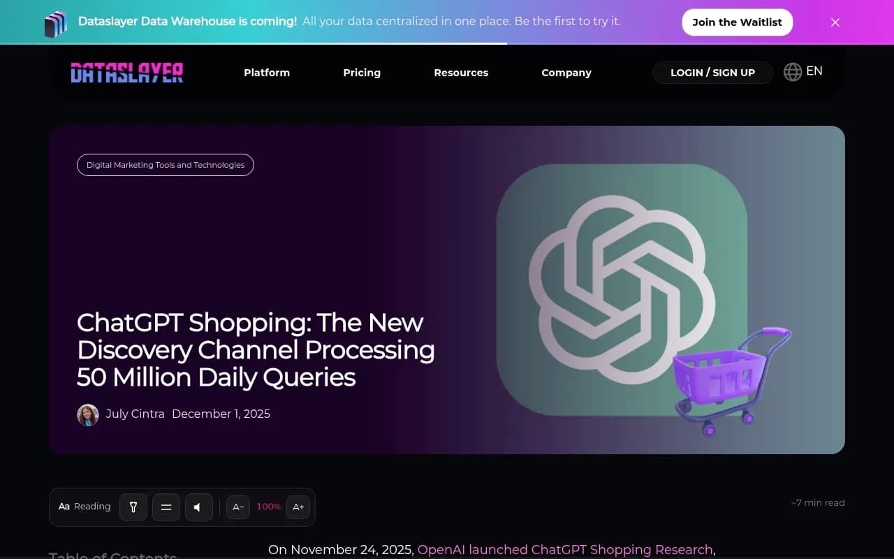 ChatGPT Shopping processing 50M daily queries - product discovery analysis