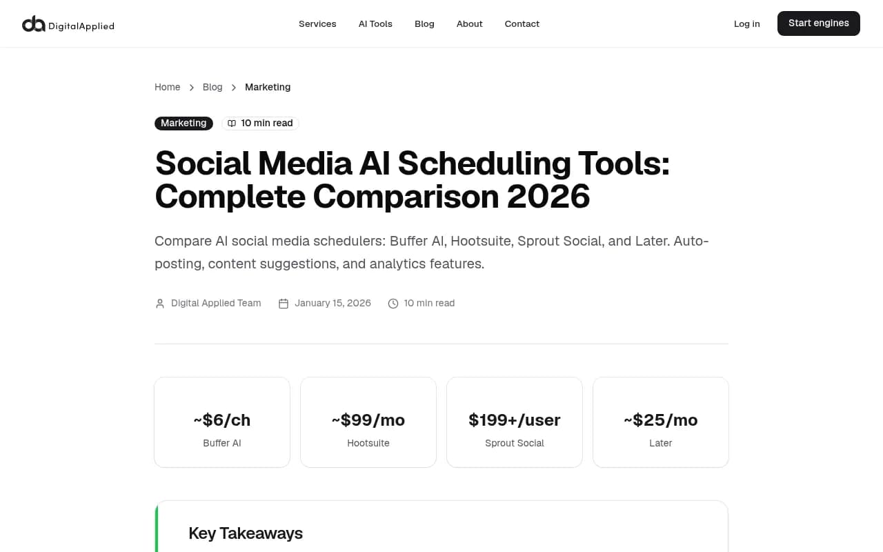 Comparison of AI social media scheduling tools in 2026