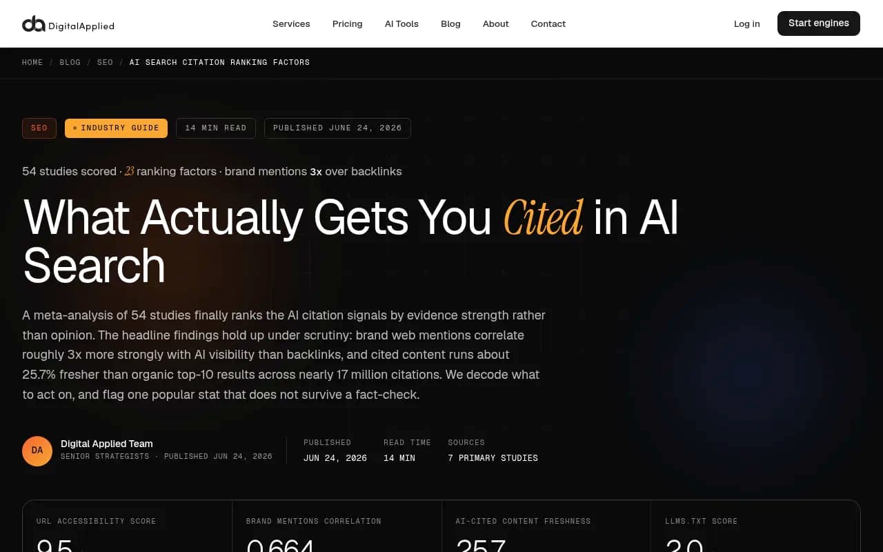 Digital Applied breakdown of AI citation ranking factors