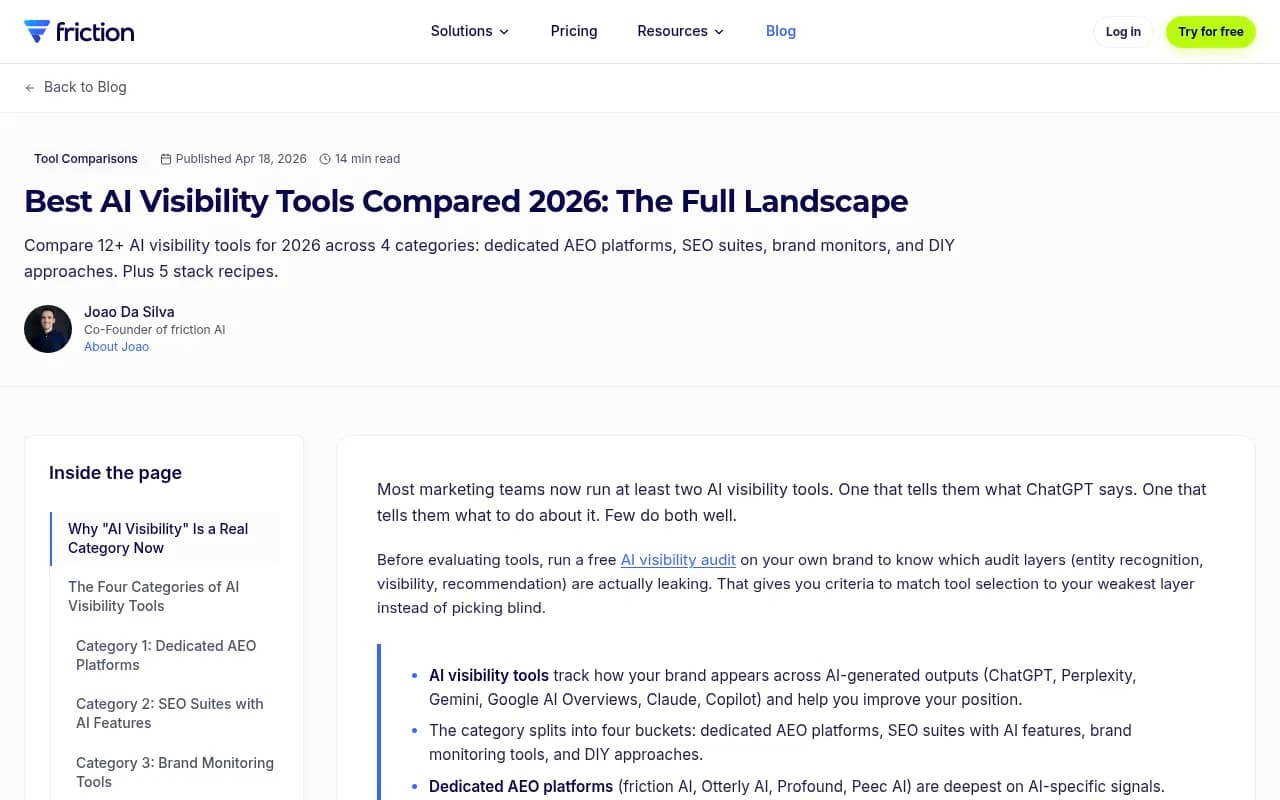 Best AI Visibility Tools Compared 2026 - The Full Landscape overview from FrictionAI