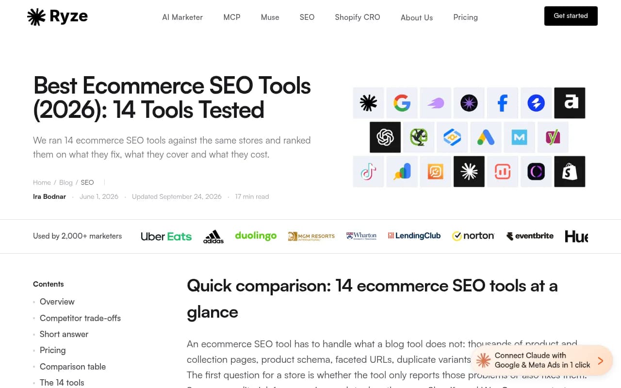 Roundup of ecommerce SEO tools tested on Shopify and WooCommerce stores