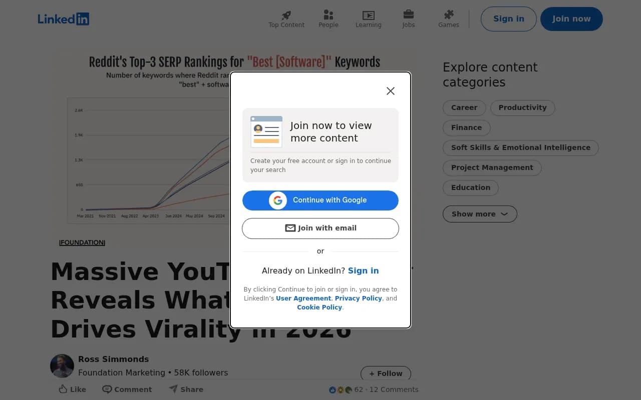 LinkedIn article: Massive YouTube Study Reveals What Actually Drives Virality in 2026