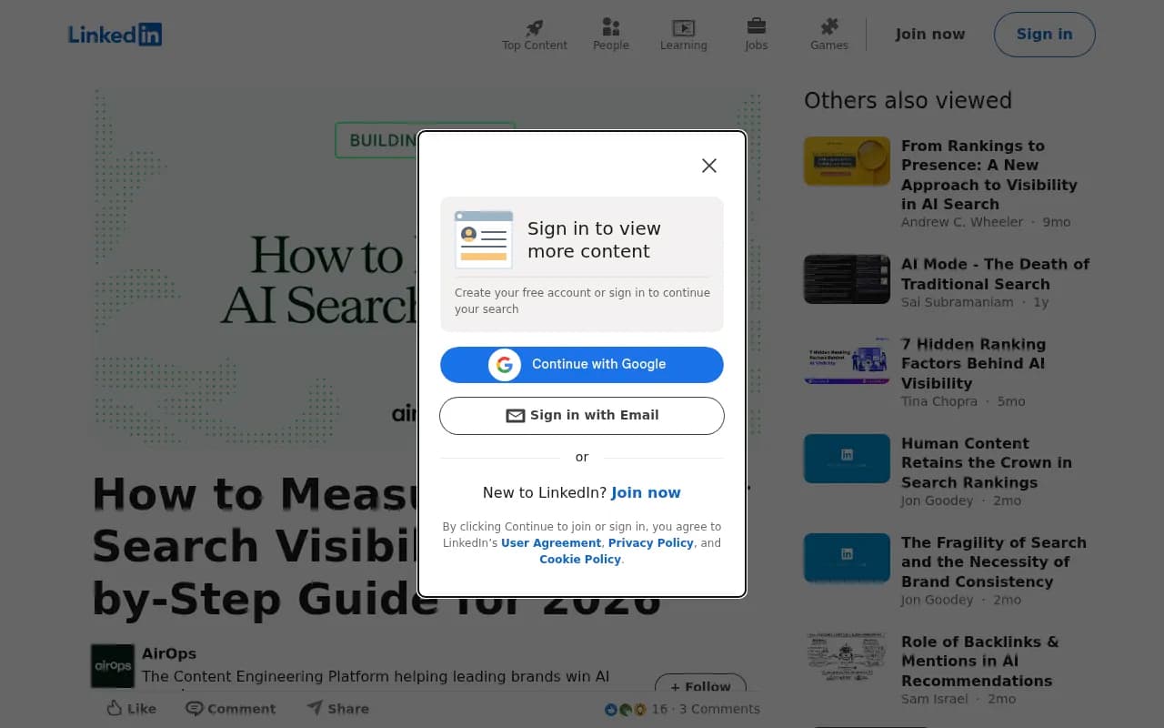 Step-by-step guide to measuring AI search visibility, showing key metrics and monitoring approaches
