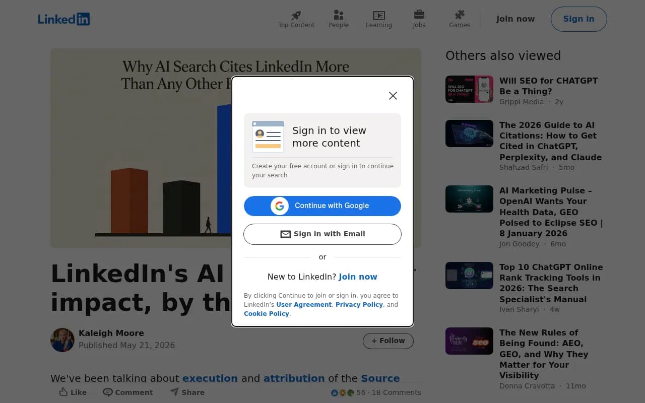 LinkedIn's AI search impact, by the numbers - research synthesis on LinkedIn citations across AI platforms