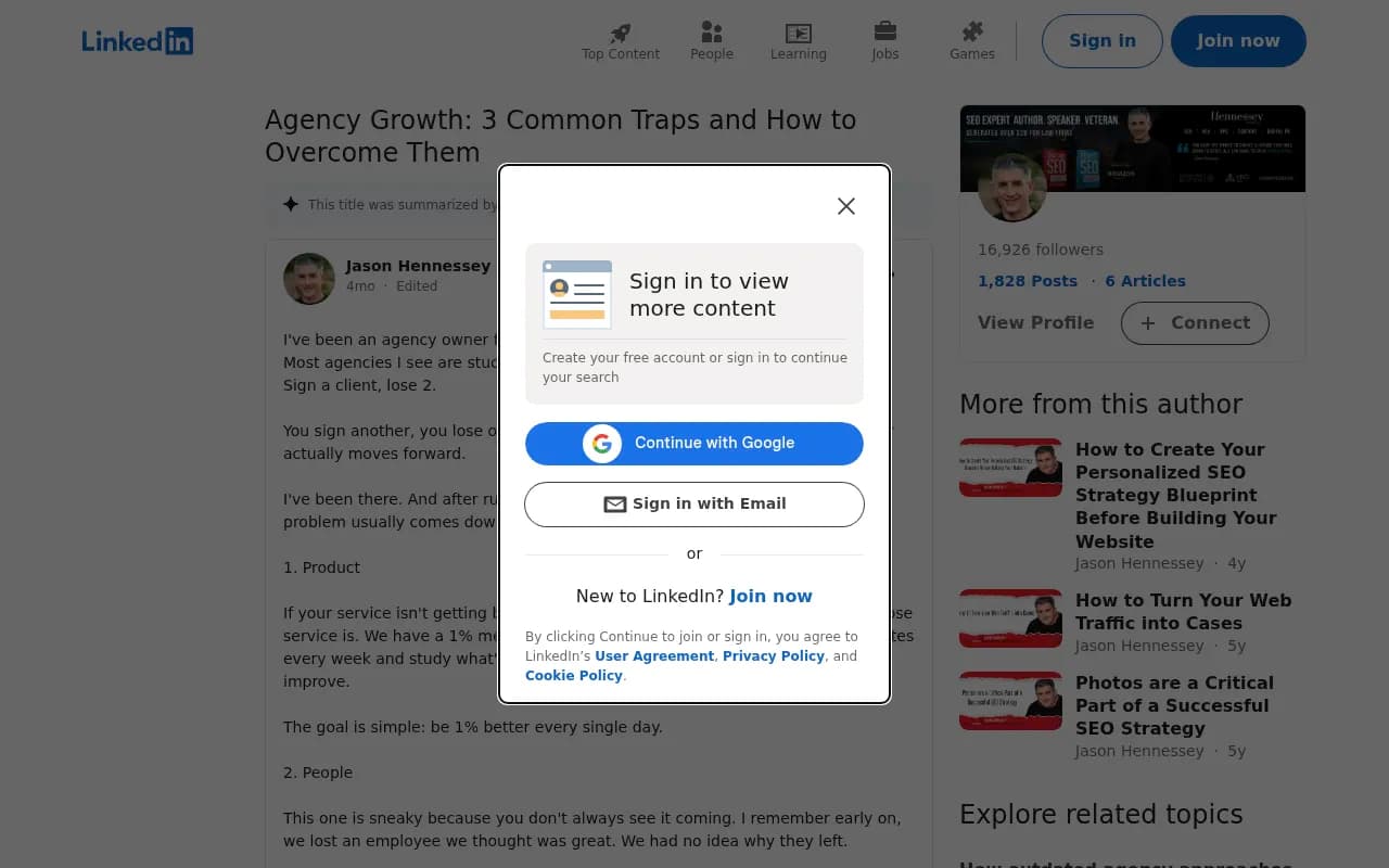 LinkedIn post from a 20-year agency owner on why clients actually leave
