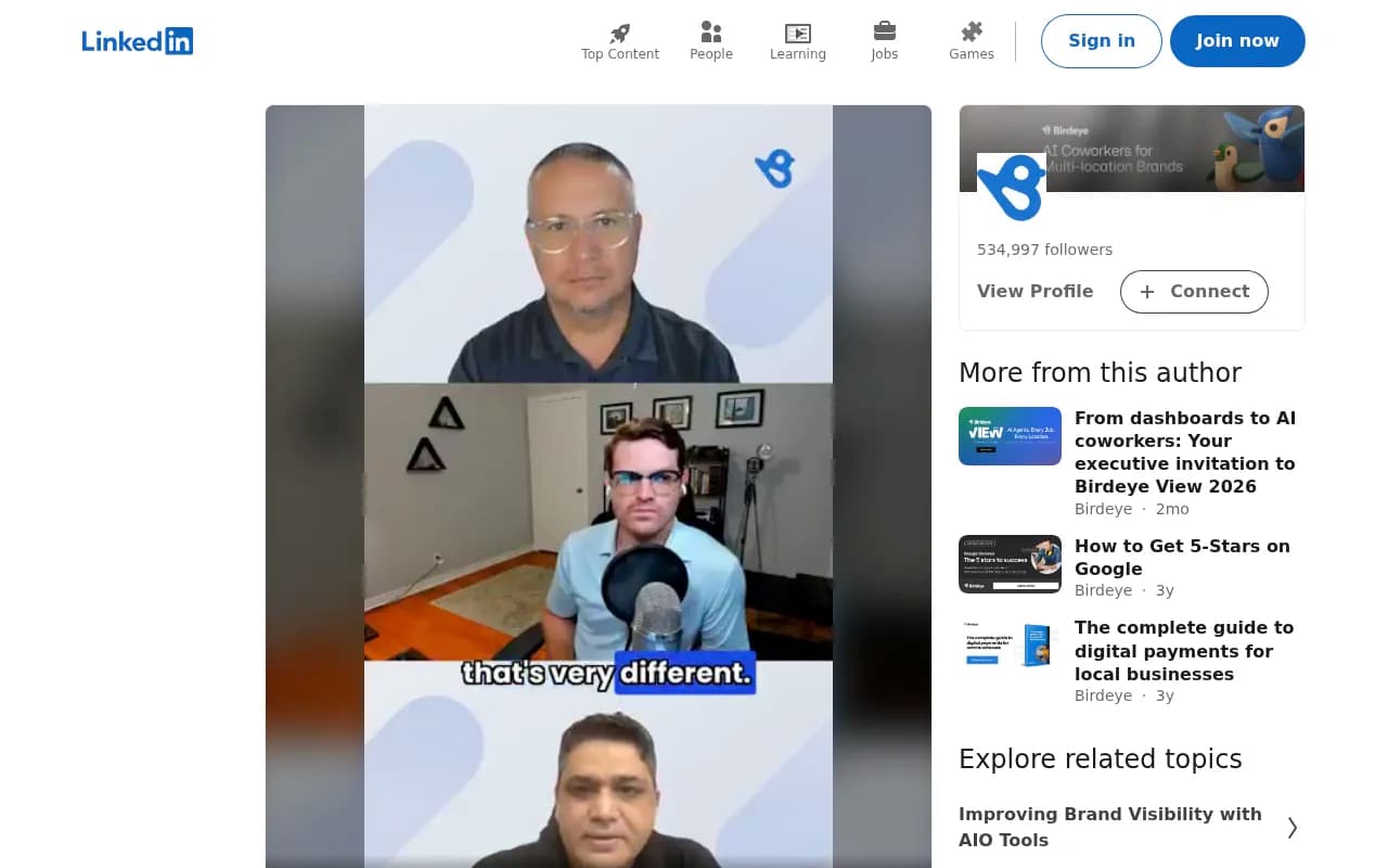Birdeye LinkedIn post on why brand-level AI visibility scores mislead multi-location brands