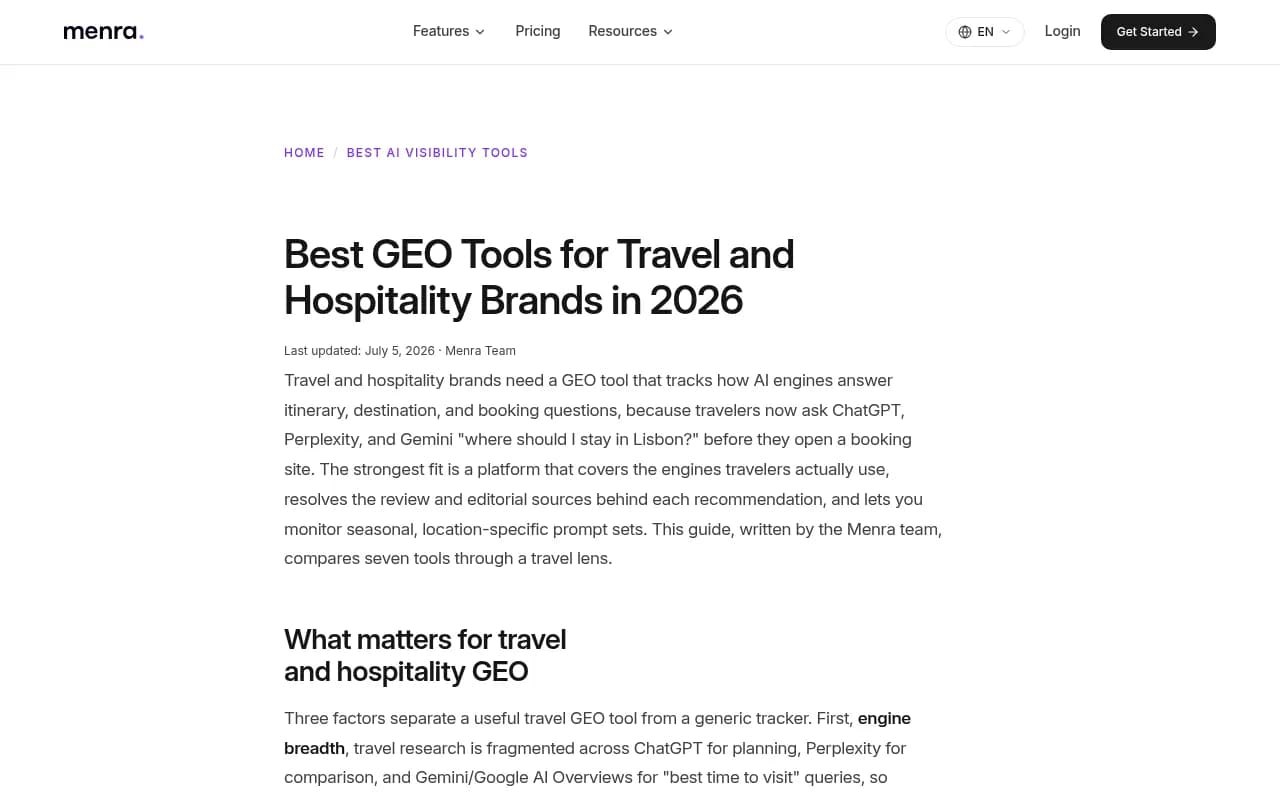 Menra's guide to GEO tools for travel and hospitality brands