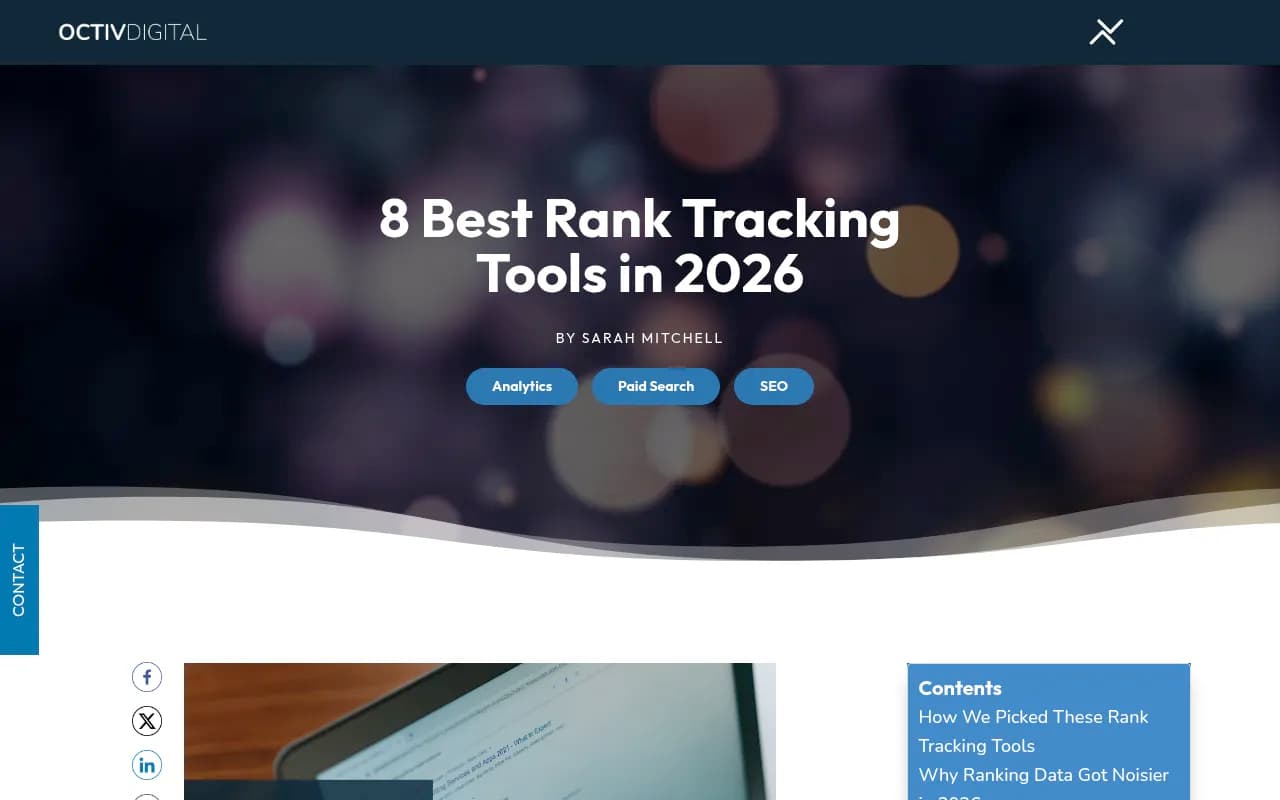 Octiv Digital's 2026 rank tracking tools roundup with price and refresh-cadence comparison