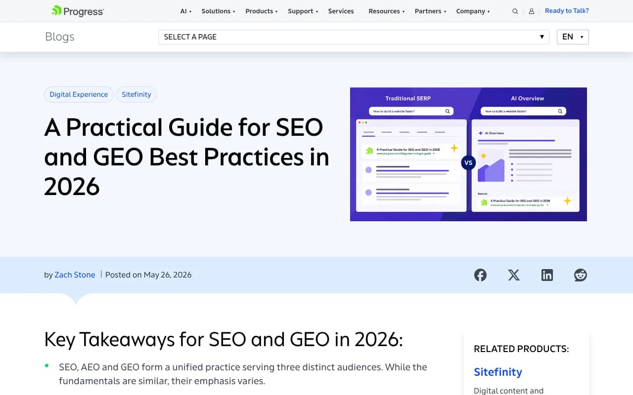Sitefinity guide to SEO and GEO best practices in 2026