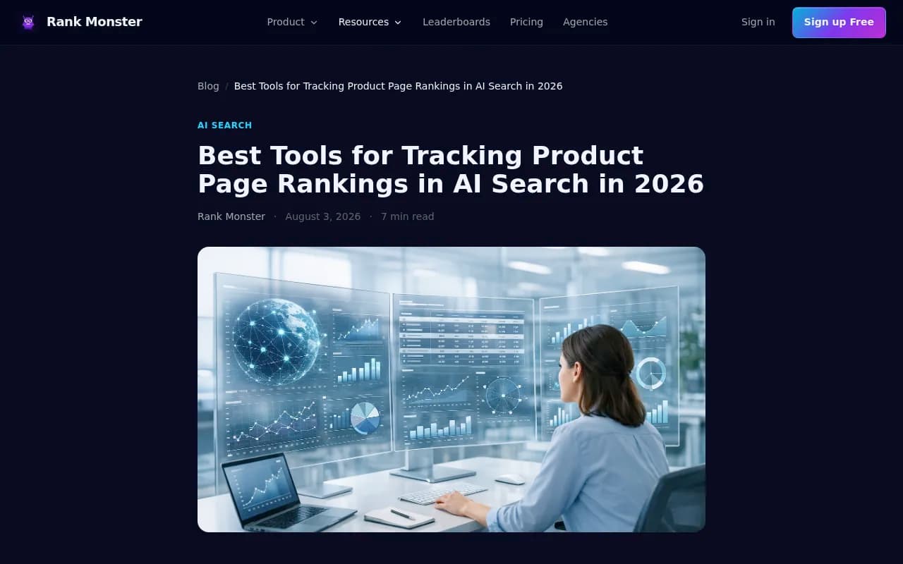 Rank Monster's guide to tracking product page rankings in AI search