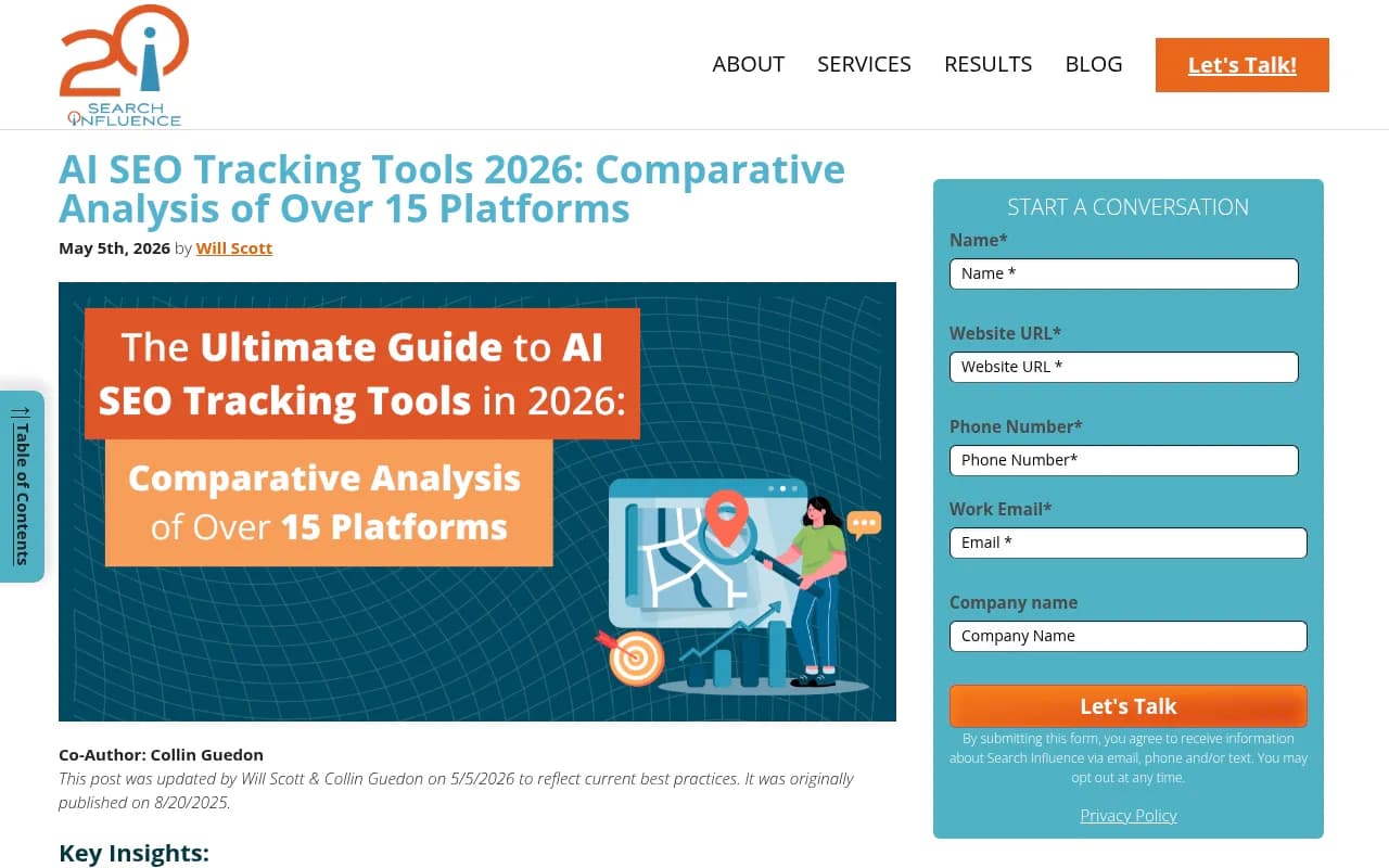 AI SEO Tracking Tools 2026 comparative analysis from Search Influence