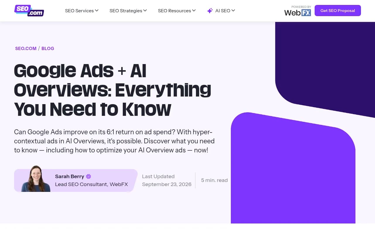 SEO.com article on Google Ads and AI Overviews covering eligibility and optimization