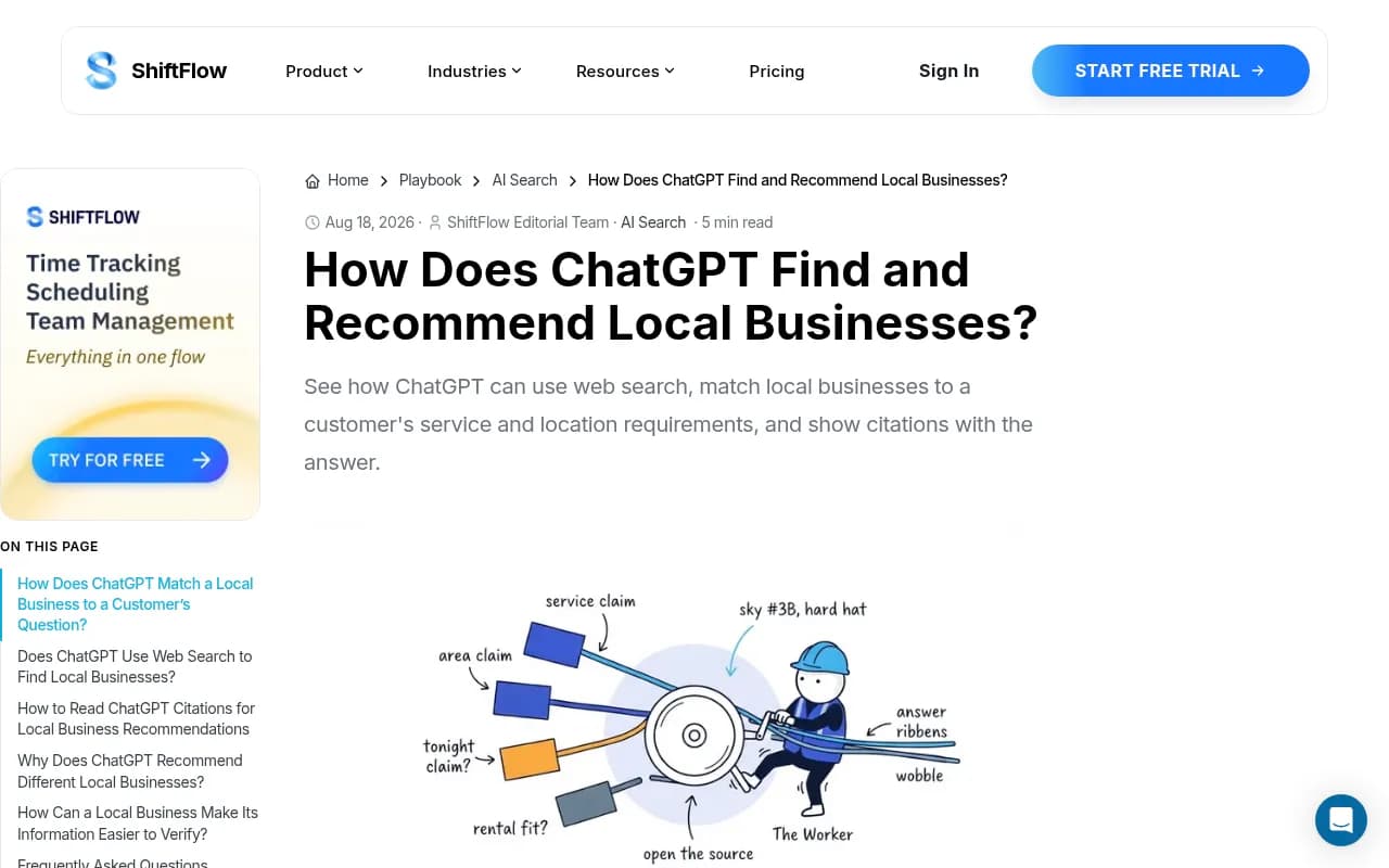 ShiftFlow's guide on how ChatGPT finds and recommends local businesses