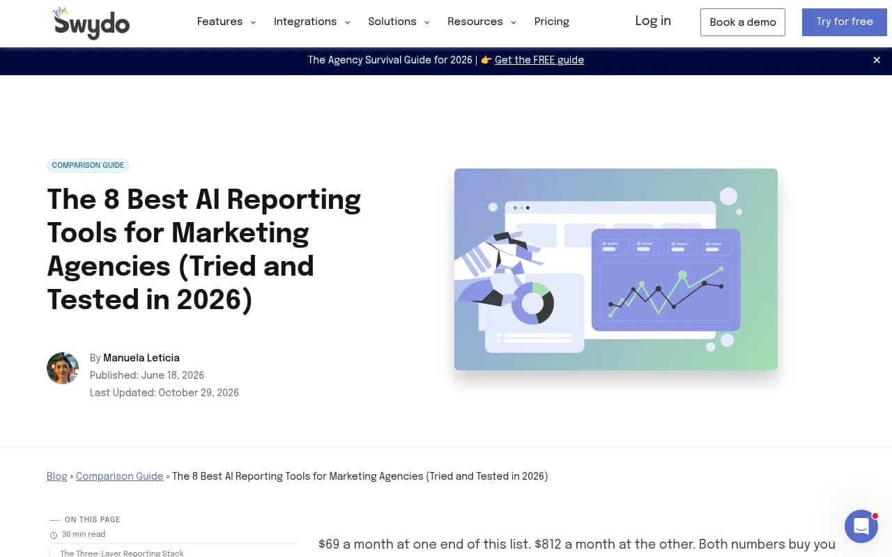 Swydo's roundup of AI reporting tools for marketing agencies