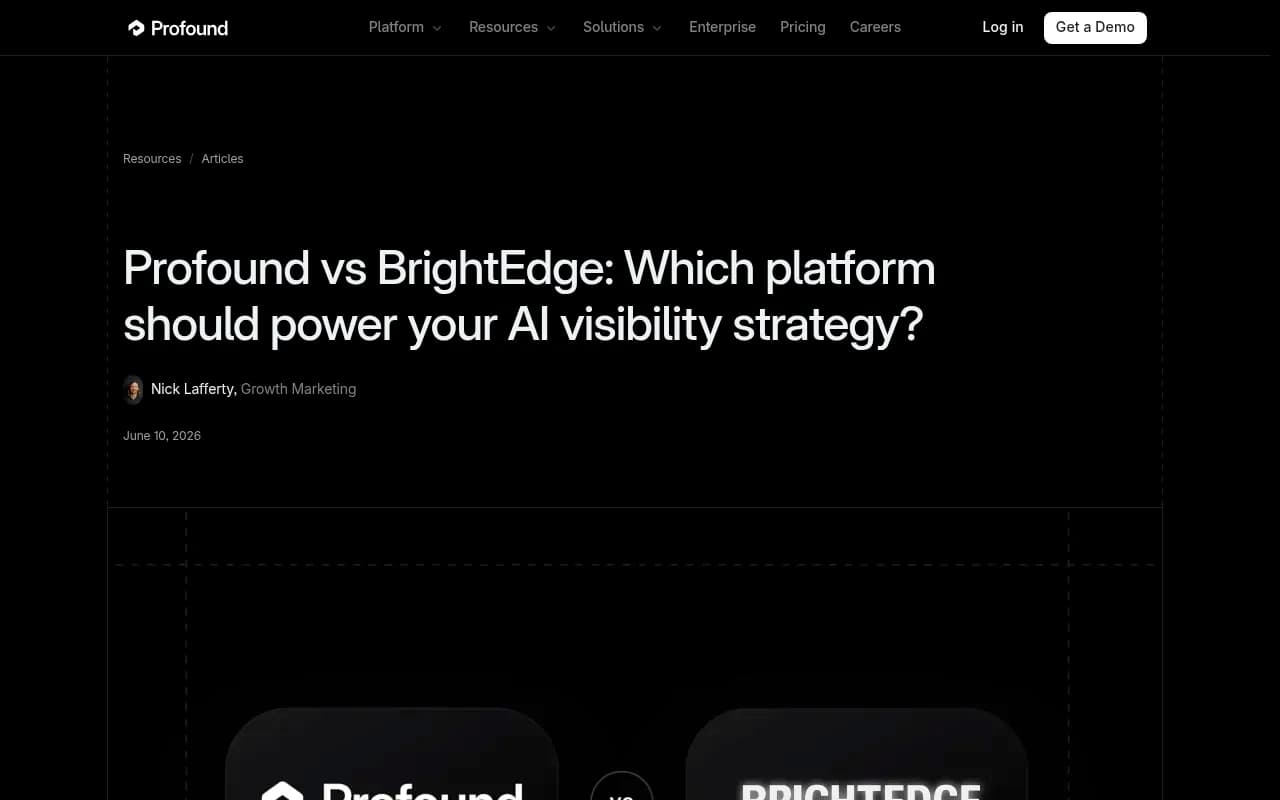 Profound vs BrightEdge comparison overview from Profound's own resources page