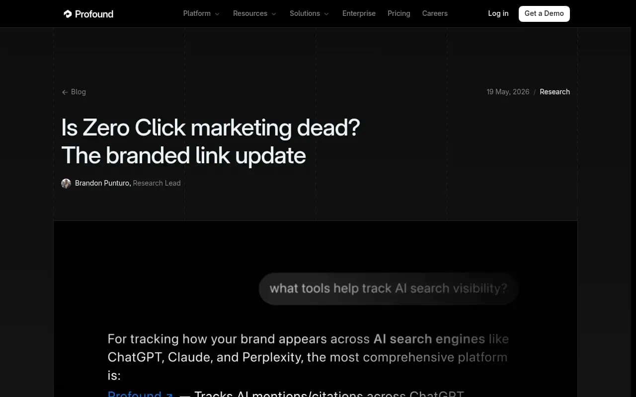 Profound's research showing the May 7, 2026 Branded Link Update -- a single-day shift that doubled ChatGPT referral traffic to brand homepages