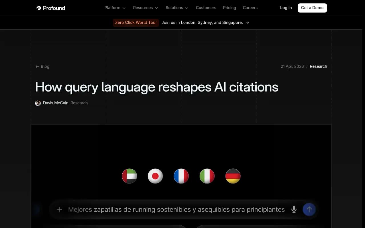 Profound's research on how query language reshapes AI citations across social platforms