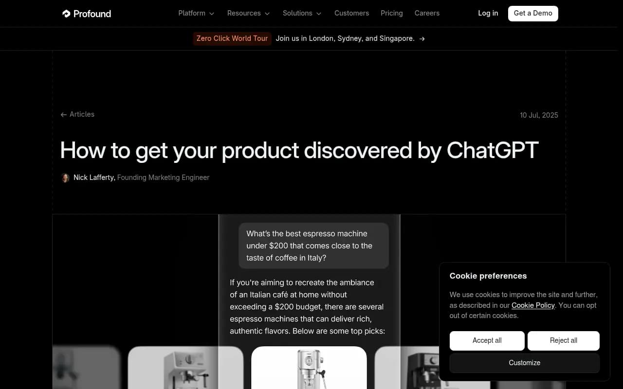 Profound's walkthrough of allowing ChatGPT crawlers and tracking chatgpt.com referral traffic