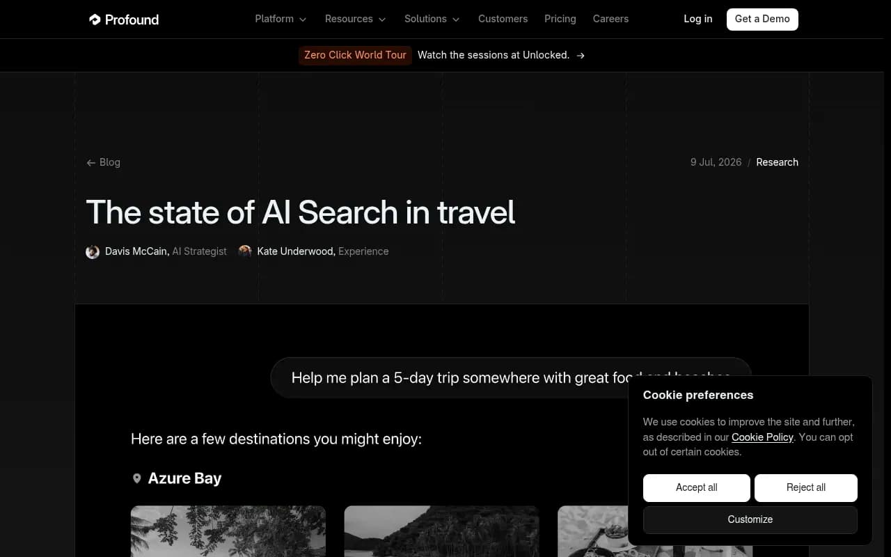Profound's report on the state of AI search in travel