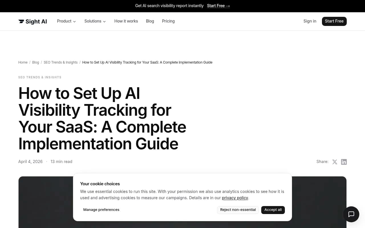 Sight AI guide on setting up AI visibility tracking for a SaaS