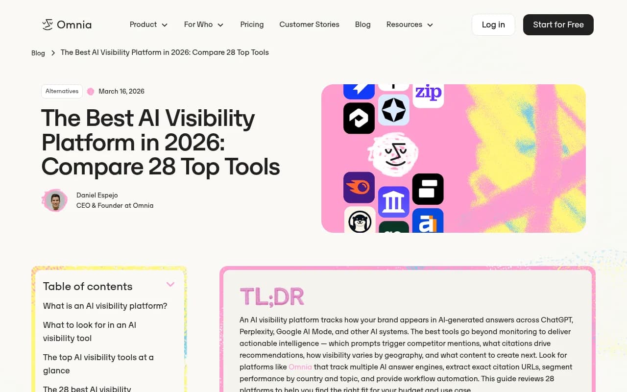 Overview of top AI visibility platforms compared across 28 tools