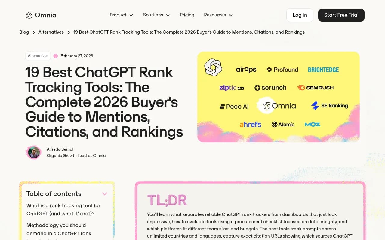 Omnia's buyer's guide to ChatGPT rank tracking tools, including a recovery playbook section
