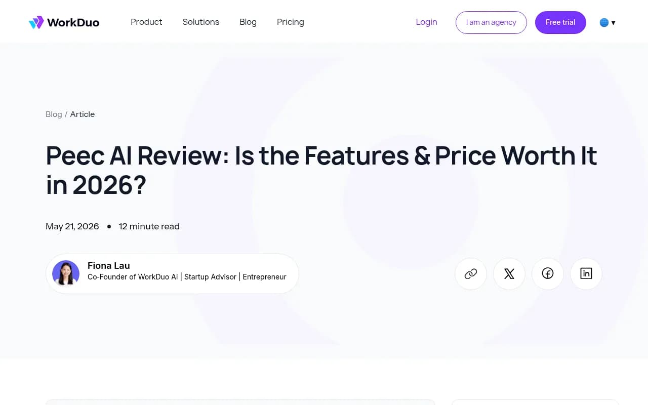 Peec AI review coverage showing feature comparison and pricing details
