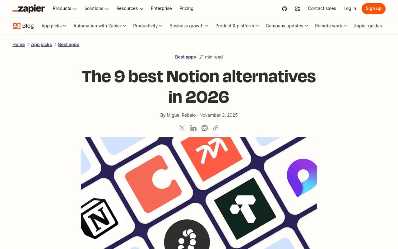 Zapier's roundup of the 9 best Notion alternatives