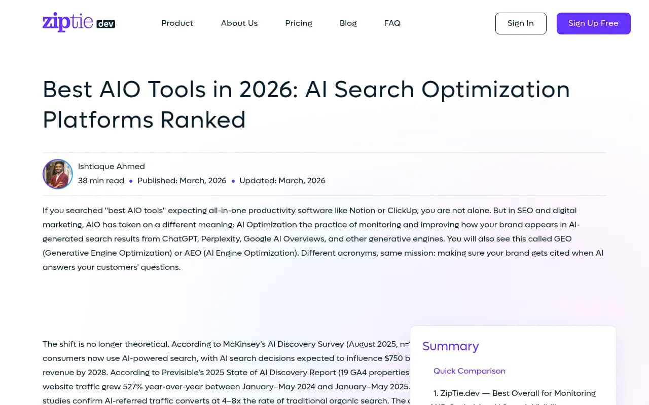 Best AIO tools ranked overview from ZipTie.dev