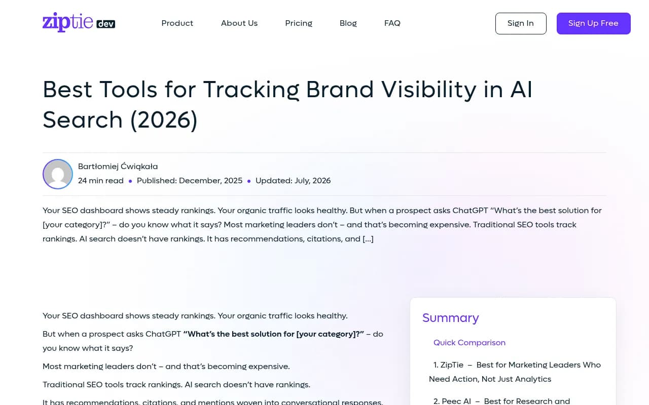 Comparison of AI visibility tools across different capability tiers, from basic monitoring to full optimization platforms